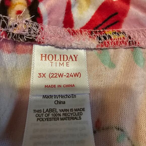Holiday Time Pink Christmas Cowboy Fleece Pajama Lounge Pants Women’s Plus 3X - Picture 11 of 11